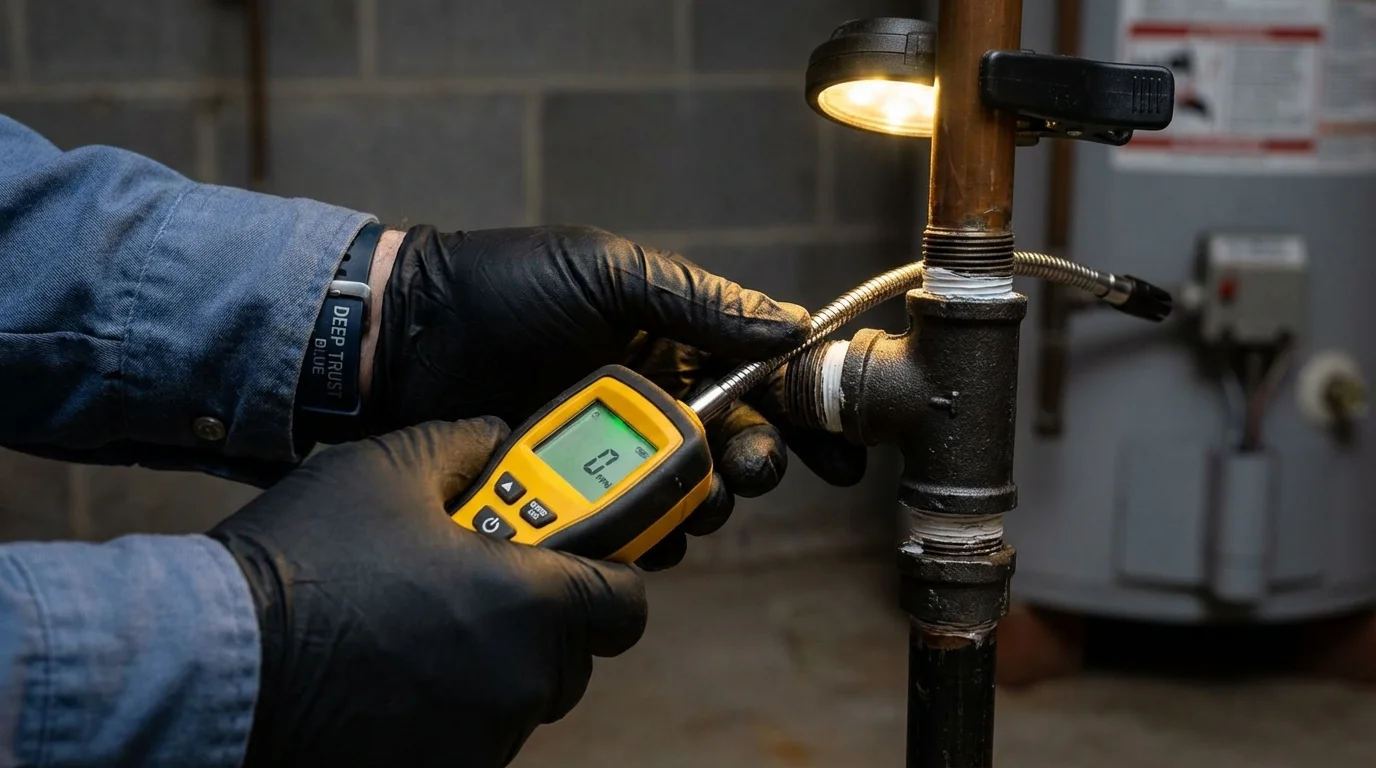 Gas leak detection with electronic sniffer by Johns Plumbing LLC in Du Quoin