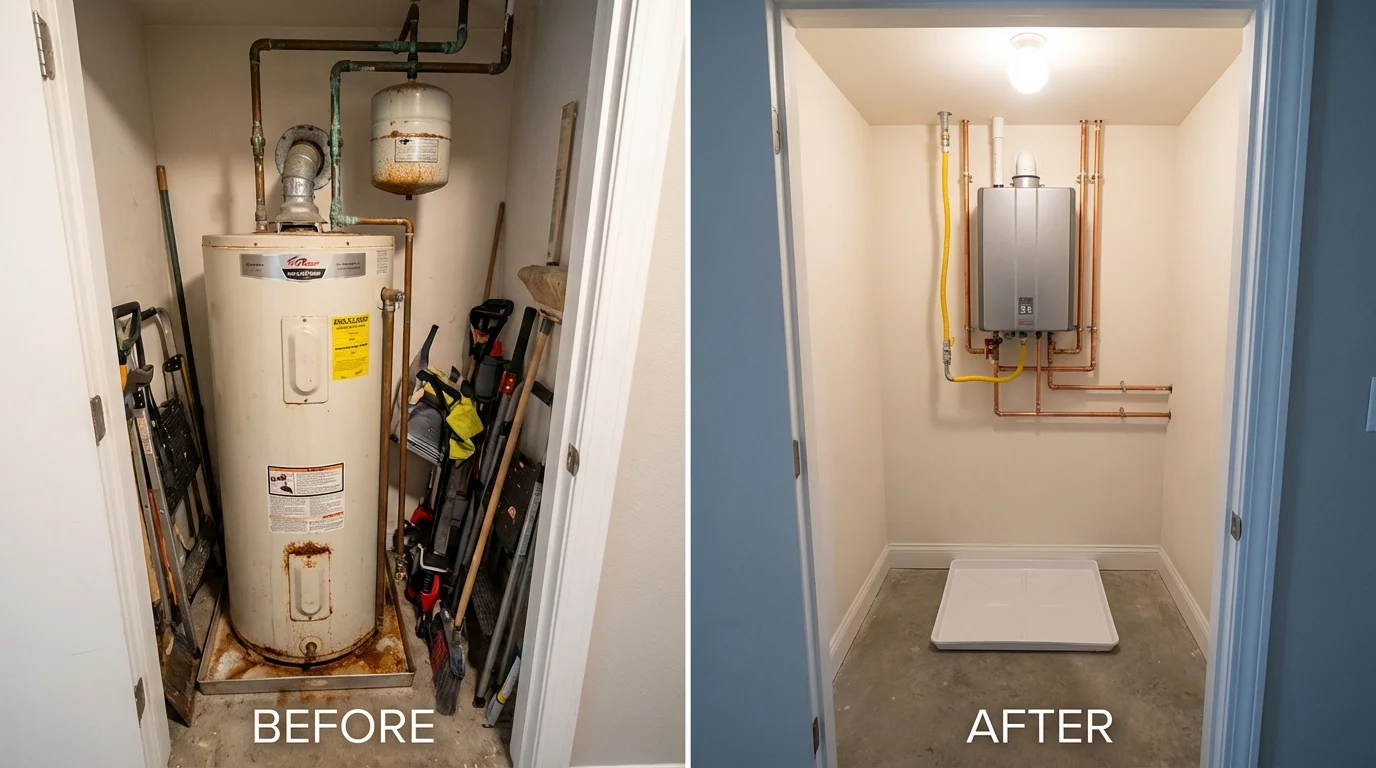 Tank water heater versus wall-mounted tankless unit comparison for Du Quoin, IL homeowners